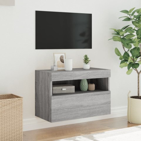 ŚCIENNA SZAFKA TV Z LED SZARY DĄB SONOMA 60X30X40CM
