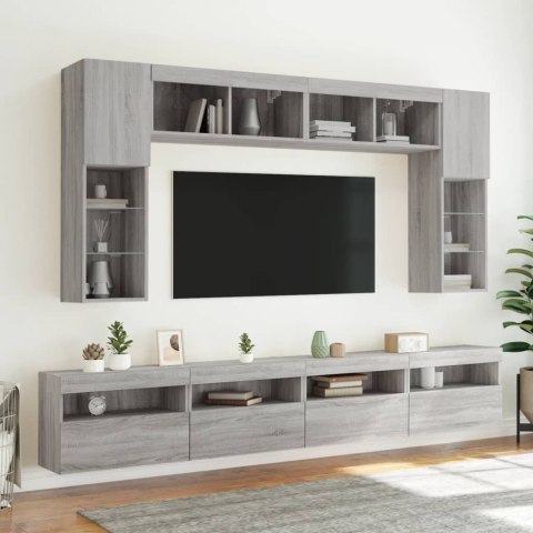 ŚCIENNA SZAFKA TV Z LED SZARY DĄB SONOMA 60X30X40CM