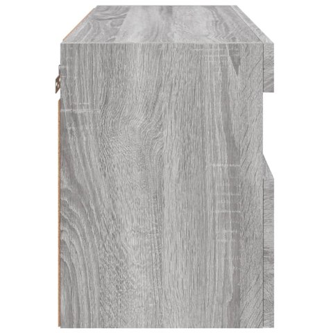 ŚCIENNA SZAFKA TV Z LED SZARY DĄB SONOMA 60X30X40CM