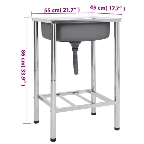 ZLEWOZMYWAK KEMPINGOWY JEDNOKOMOROWY STAL NIERDZEWNA