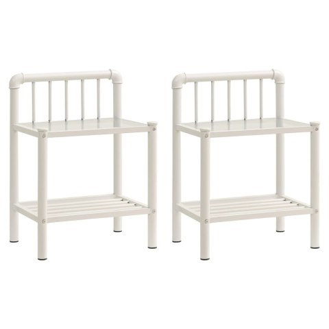 SZAFKI NOCNE 2 SZT. BIAŁO-PRZEZROCZYSTE METAL I SZKŁO