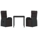 3-CZĘŚCIOWY ZESTAW DO JADALNI OGRODOWEJ Z PODUSZKAMI CZARNY POLIRATTAN