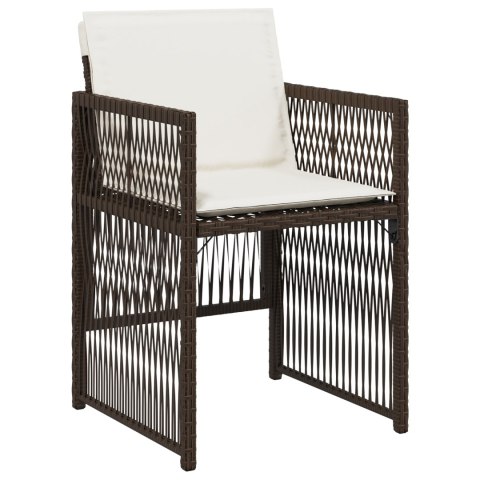 5 CZĘŚCIOWY ZESTAW JADALNY Z PODUSZKAMI BRĄZOWY RATTAN POLIETYLENOWY