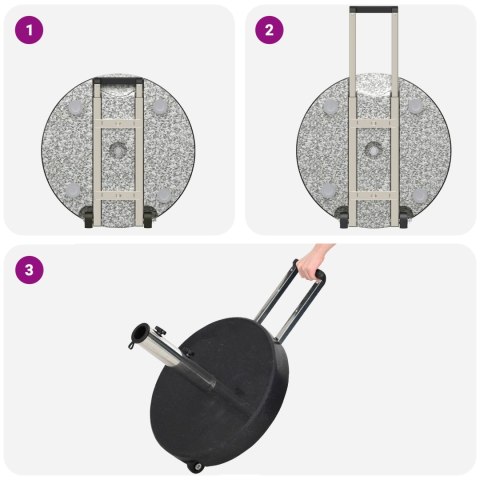 PODSTAWA PARASOLA NA KÓŁKACH Z RĄCZKĄ CZARNO-GRANITOWA 29KG OKRĄGŁA