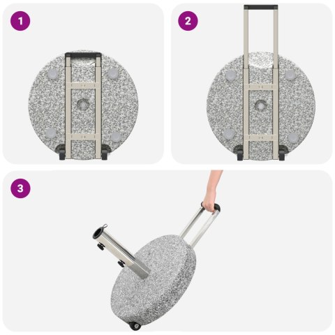 PODSTAWA PARASOLA NA KÓŁKACH Z UCHWYTEM SZARY GRANIT 29KG OKRĄGŁA