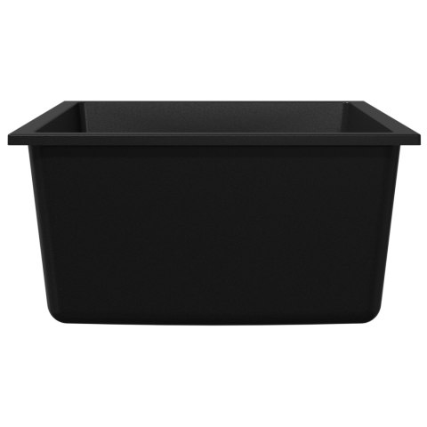 ZLEW KUCHENNY Z OTWOREM PRZELEWOWYM W CZARNYM GRANICIE