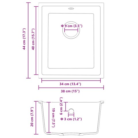 ZLEW KUCHENNY Z OTWOREM PRZELEWOWYM W CZARNYM GRANICIE