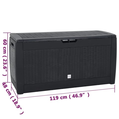 SKRZYNIA OGRODOWA ANTRACYTOWA 119X48X60CM POLIPROPYLEN