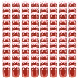 SZKLANE SŁOIKI NA DŻEM BIAŁO-CZERWONE POKRYWKI 96 SZT 230ML