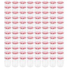 SZKLANE SŁOIKI NA DŻEM BIAŁO-CZERWONE POKRYWKI 96 SZT 230ML