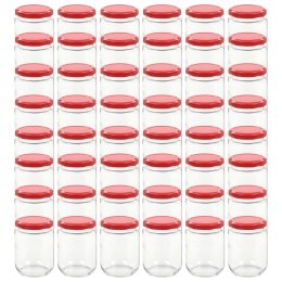 SZKLANE SŁOIKI NA DŻEM CZERWONE POKRYWKI 48 SZT. 230ML