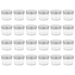 VidaXL Szklane słoiki na dżem, srebrne pokrywki, 24 szt., 110 ml