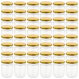 SZKLANE SŁOIKI NA DŻEM ZŁOTE POKRYWKI 48 SZT. 230ML