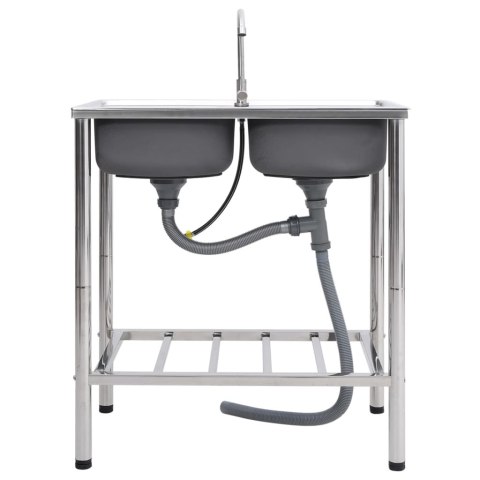 ZLEWOZMYWAK KEMPINGOWY DWUKOMOROWY Z KRANEM STAL NIERDZEWNA