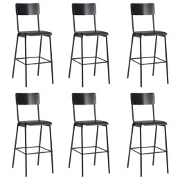 KRZESŁA BAROWE 6 SZT. CZARNE SKLEJKA I STAL