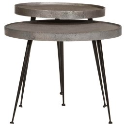 STOLIK KAWOWY 2 SZT. SREBRNY DREWNO KONSTRUKCYJNE