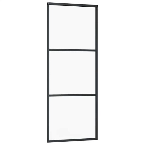 DRZWI PRZESUWNE Z ZESTAWEM OKUĆ CZARNE 76X205CM ESG SZKŁO