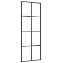 DRZWI PRZESUWNE Z ZESTAWEM OKUĆ CZARNE 76X205 CM ESG SZKŁO