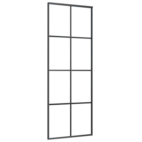 DRZWI PRZESUWNE Z ZESTAWEM OKUĆ CZARNE 76X205 CM ESG SZKŁO