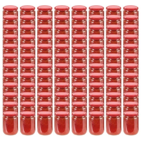 SZKLANE SŁOIKI NA DŻEM CZERWONE POKRYWKI 96 SZT. 230ML