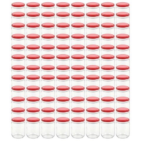 SZKLANE SŁOIKI NA DŻEM CZERWONE POKRYWKI 96 SZT. 230ML