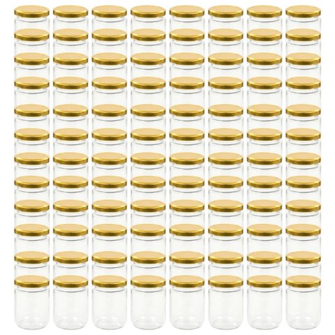 SZKLANE SŁOIKI NA DŻEM ZŁOTE POKRYWKI 96 SZT. 230ML