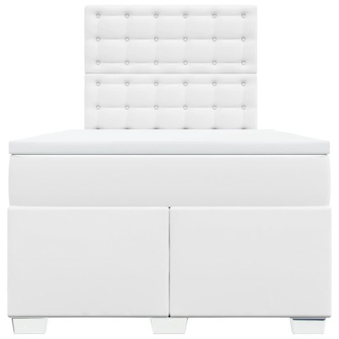 ŁÓŻKO KONTYNENTALNE Z MATERACEM BIAŁE 120X190CM EKOSKÓRA