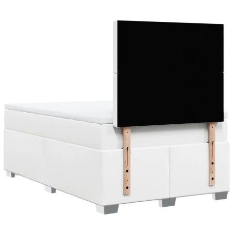 ŁÓŻKO KONTYNENTALNE Z MATERACEM BIAŁE 120X190CM EKOSKÓRA