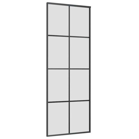 DRZWI PRZESUWNE Z ZESTAWEM OKUĆ CZARNE 76X205CM ESG SZKŁO