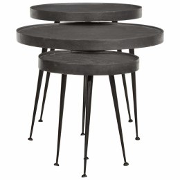 STOLIK KAWOWY 3 SZT. CZARNY DREWNO KONSTRUKCYJNE