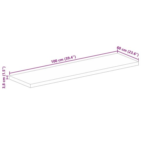 BLAT STOŁU 100X60X3,8CM PROSTOKĄTNY LITE DREWNO Z ODZYSKU