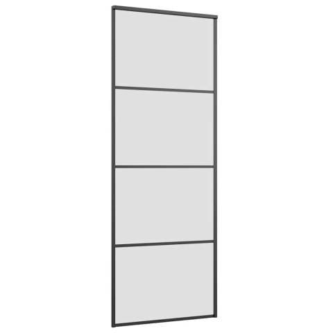 DRZWI PRZESUWNE Z ZESTAWEM OKUĆ CZARNE 76X205 CM ESG SZKŁO