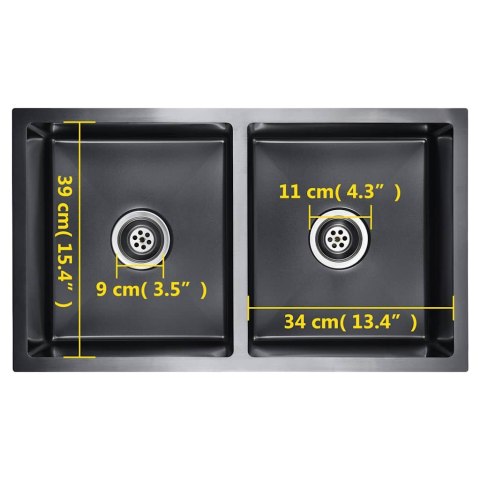 RĘCZNIE ROBIONY ZLEWOZMYWAK CZARNY STAL NIERDZEWNA