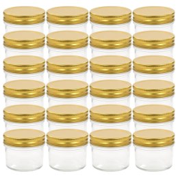 SZKLANE SŁOIKI NA DŻEM ZŁOTE POKRYWKI 24 SZT. 110ML