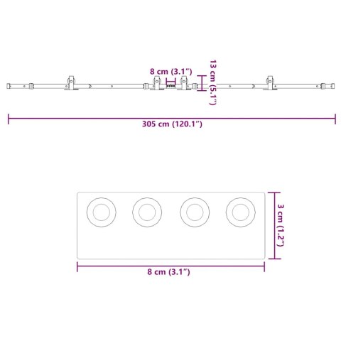 SYSTEM DO MONTAŻU DRZWI PRZESUWNYCH 305CM STAL CZARNY