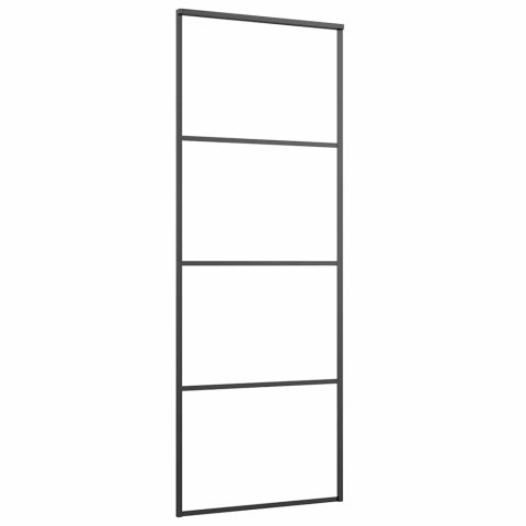 DRZWI PRZESUWNE Z ZESTAWEM OKUĆ CZARNE 76X205CM ESG SZKŁO