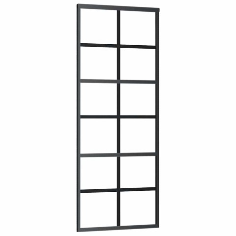 DRZWI PRZESUWNE Z ZESTAWEM OKUĆ CZARNE 76X205CM ESG SZKŁO