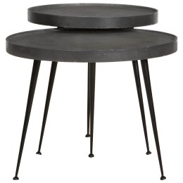 STOLIK KAWOWY 2 SZT. CZARNY DREWNO KONSTRUKCYJNE