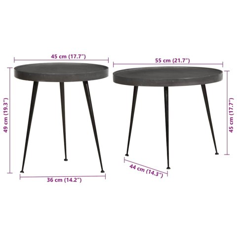 STOLIK KAWOWY 2 SZT. CZARNY DREWNO KONSTRUKCYJNE