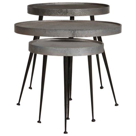 STOLIK KAWOWY 3 SZT. SREBRNY DREWNO KONSTRUKCYJNE