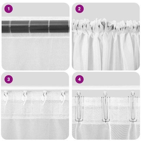 ZASŁONY WOALOWE Z KIESZENIAMI NA DRĄŻEK 2 SZT. JASNOBRĄZOWE