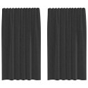 ZASŁONY WOALOWE Z KIESZENIAMI NA DRĄŻEK 2 SZT. CZARNE