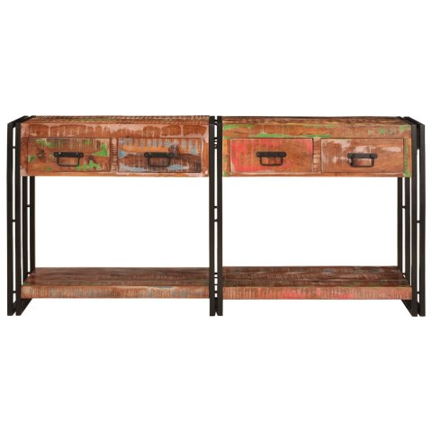 ZESTAW STOŁÓW KONSOLOWYCH 2 W 1 Z SZUFLADAMI WIELOKOLOROWE LITE DREWNO Z RECYKLINGU