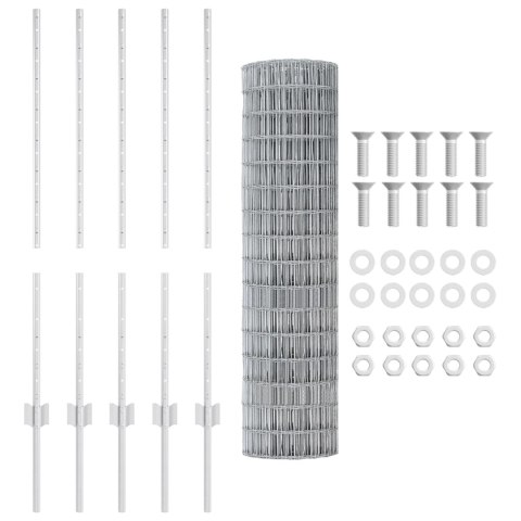 EURO PŁOT Z 10 SŁUPKAMI SREBRNY 1X10M STAL