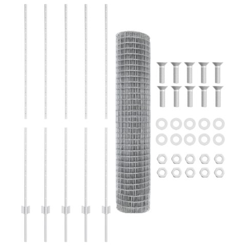 EURO PŁOT Z 10 SŁUPKAMI SREBRNY 1,6X10M STAL