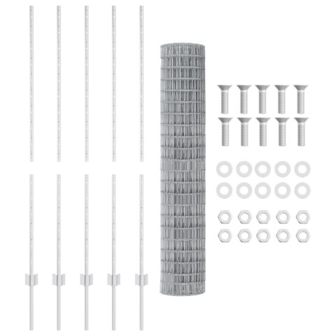 PŁOT Z 10 SŁUPKAMI SREBRNY 1,4X10M STAL