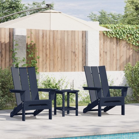 ZESTAW OGRODOWY Z 3 ELEMENTAMI GRANATOWY HDPE SKŁADANE KRZESŁO ADIRONDACK GRANATOWE 74.5X80.5X90CM HDPE STOLIK