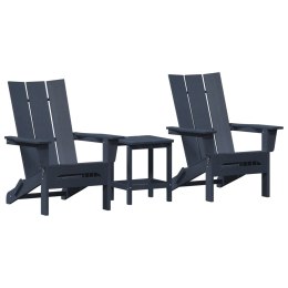 ZESTAW OGRODOWY Z 3 ELEMENTAMI GRANATOWY HDPE SKŁADANE KRZESŁO ADIRONDACK GRANATOWE 74.5X80.5X90CM HDPE STOLIK