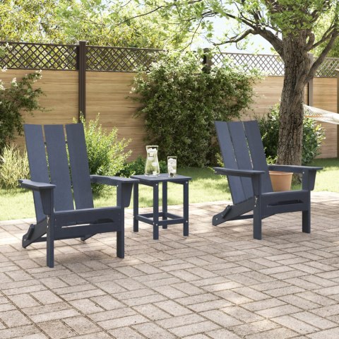 ZESTAW OGRODOWY Z 3 ELEMENTAMI GRANATOWY HDPE SKŁADANE KRZESŁO ADIRONDACK GRANATOWE 74.5X80.5X90CM HDPE STOLIK