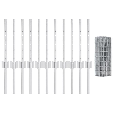 EURO PŁOT Z 11 SŁUPKAMI SREBRNY 0,4X25M STAL